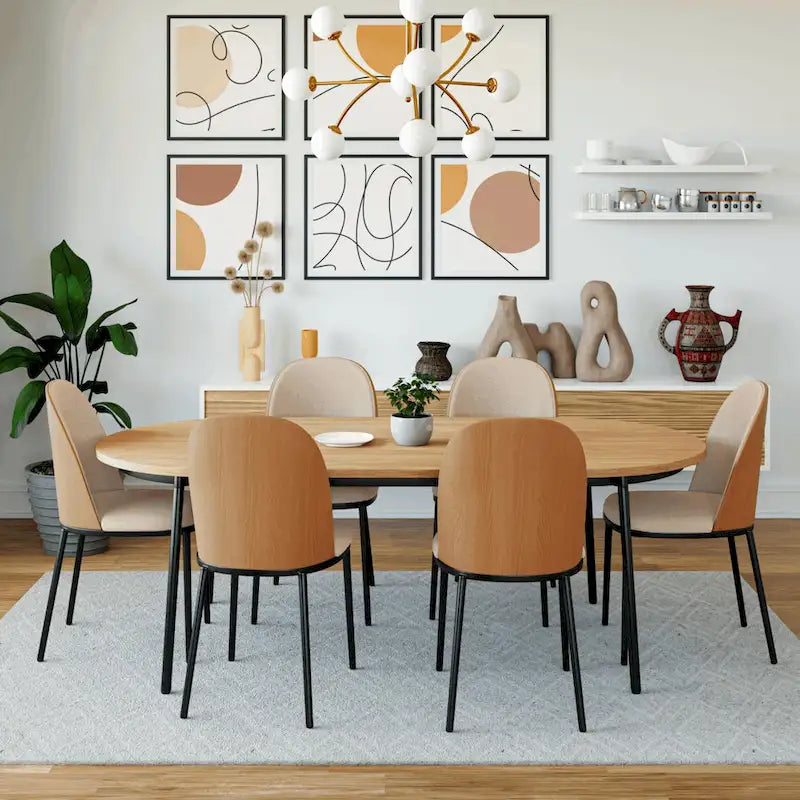 LeisureMod Tule Collection 7-Piece Black Steel Dining Set with 6 Chairs and Table 21