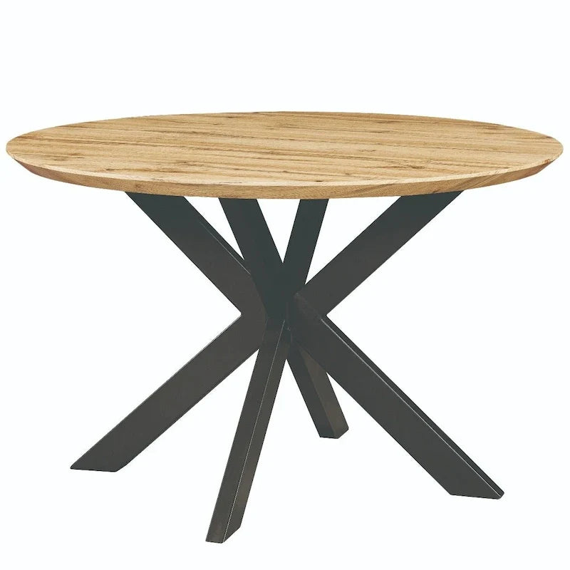 Ravenna 47" Modern Round Wood Dining Table with X-Cross Metal Base for Kitchen and Dining Room 31
