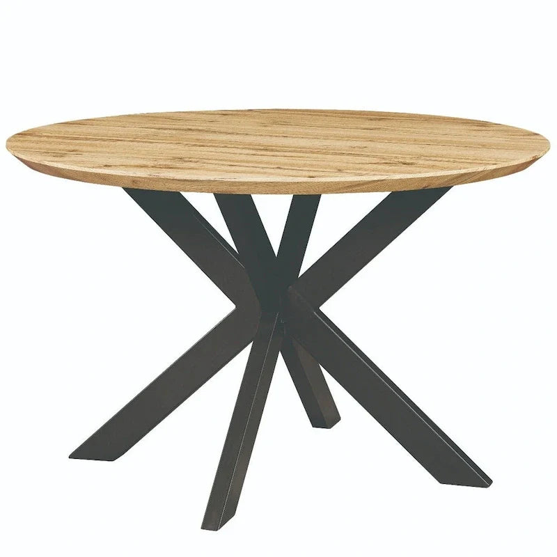 Ravenna 47" Modern Round Wood Dining Table with X-Cross Metal Base for Kitchen and Dining Room 1
