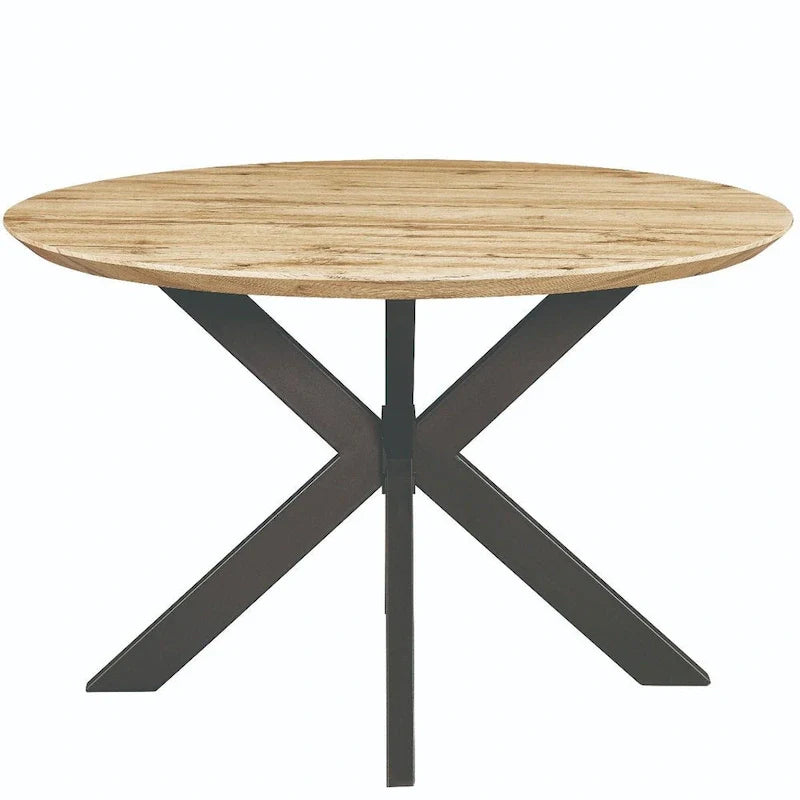 Ravenna 47" Modern Round Wood Dining Table with X-Cross Metal Base for Kitchen and Dining Room 3
