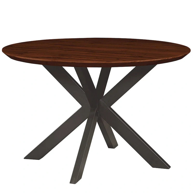 Ravenna 47" Modern Round Wood Dining Table with X-Cross Metal Base for Kitchen and Dining Room 5