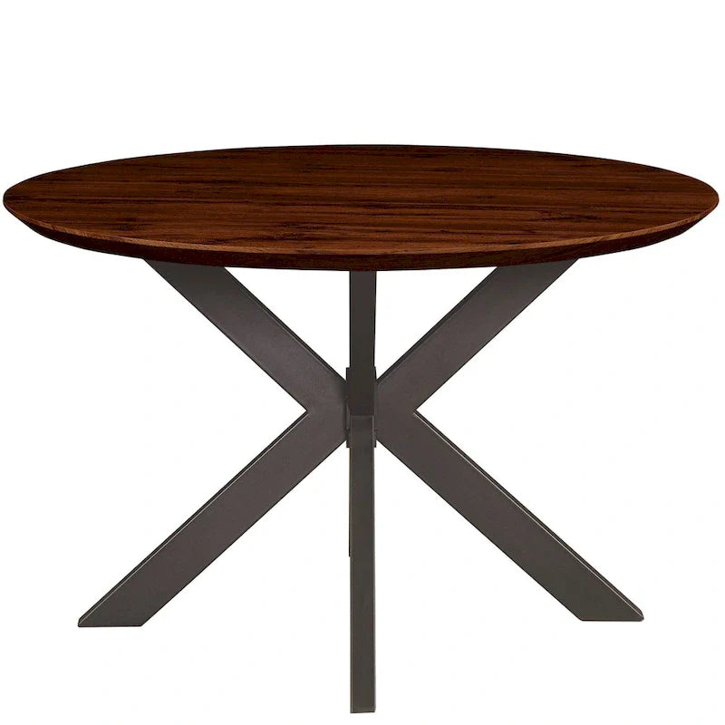 Ravenna 47" Modern Round Wood Dining Table with X-Cross Metal Base for Kitchen and Dining Room 7