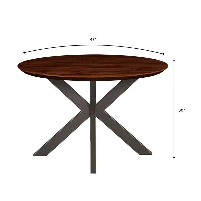 Ravenna 47" Modern Round Wood Dining Table with X-Cross Metal Base for Kitchen and Dining Room 10