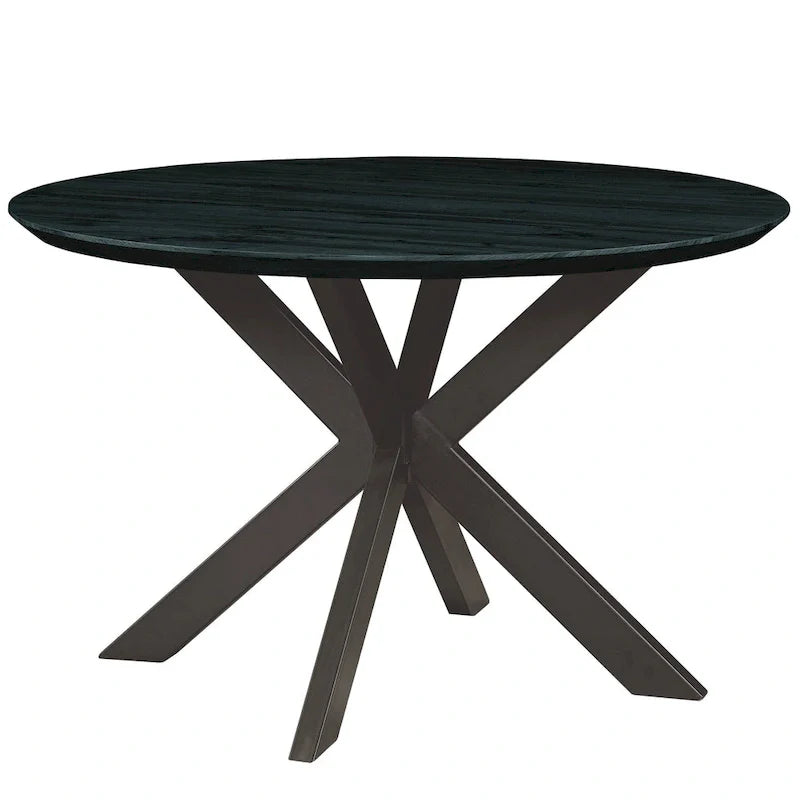 Ravenna 47" Modern Round Wood Dining Table with X-Cross Metal Base for Kitchen and Dining Room 11