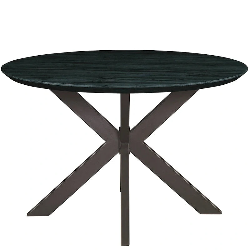 Ravenna 47" Modern Round Wood Dining Table with X-Cross Metal Base for Kitchen and Dining Room 13