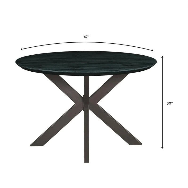 Ravenna 47" Modern Round Wood Dining Table with X-Cross Metal Base for Kitchen and Dining Room 16