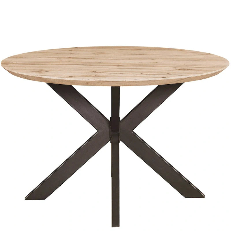 Ravenna 47" Modern Round Wood Dining Table with X-Cross Metal Base for Kitchen and Dining Room 19
