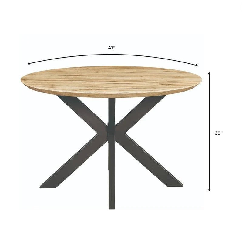 Ravenna 47" Modern Round Wood Dining Table with X-Cross Metal Base for Kitchen and Dining Room 22
