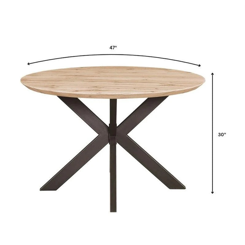 Ravenna 47" Modern Round Wood Dining Table with X-Cross Metal Base for Kitchen and Dining Room 24