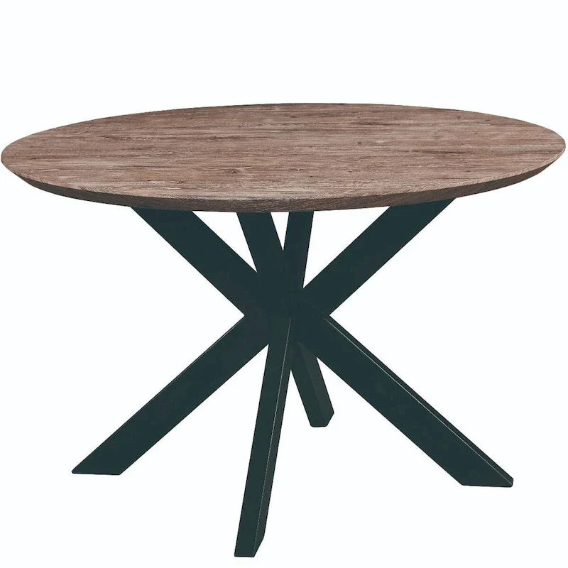 Ravenna 47" Modern Round Wood Dining Table with X-Cross Metal Base for Kitchen and Dining Room 25