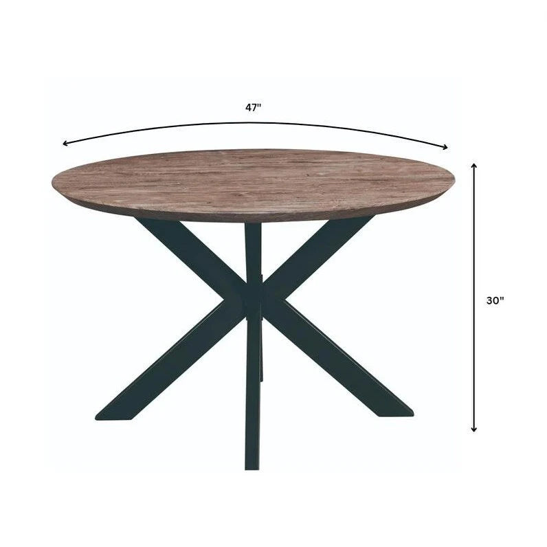 Ravenna 47" Modern Round Wood Dining Table with X-Cross Metal Base for Kitchen and Dining Room 30