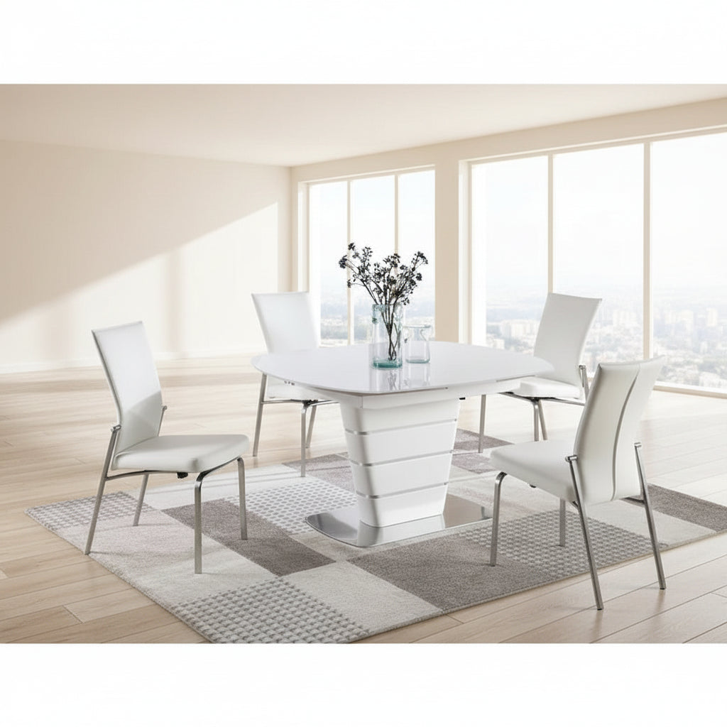 Somette Charlie White Starphire Glass 5-Piece Dining Collection 1