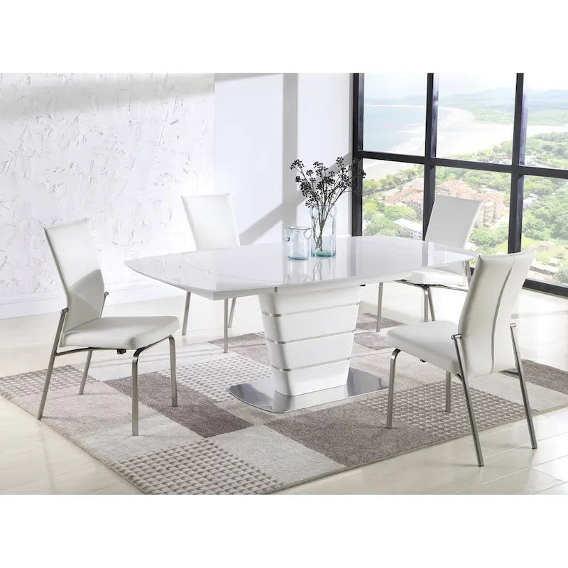 Somette Charlie White Starphire Glass 5-Piece Dining Collection 2