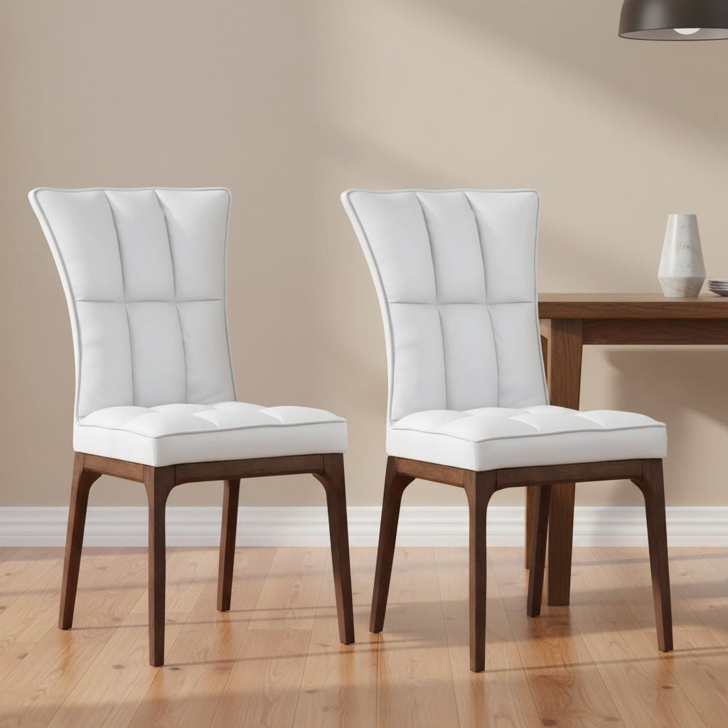 Set of 2 Somette Contemporary Tufted Side Chairs with Sturdy Solid Wood Frame 1