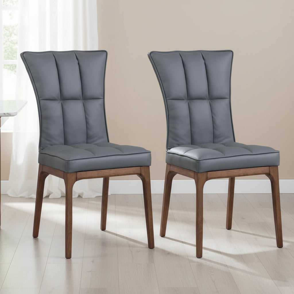 Set of 2 Somette Contemporary Tufted Side Chairs with Sturdy Solid Wood Frame 2