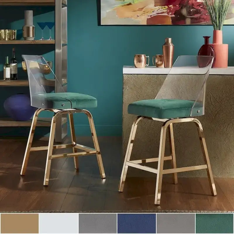 iNSPIRE Q Bold Lennox Velvet Counter Height Stools - Set of 2