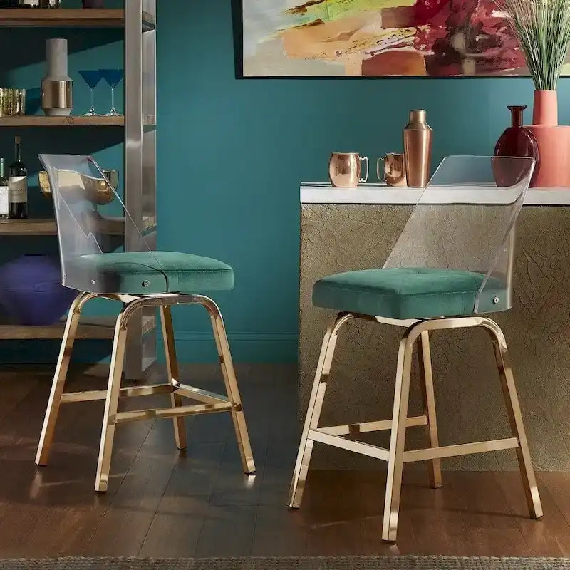 iNSPIRE Q Bold Lennox Velvet Counter Height Stools - Set of 2
