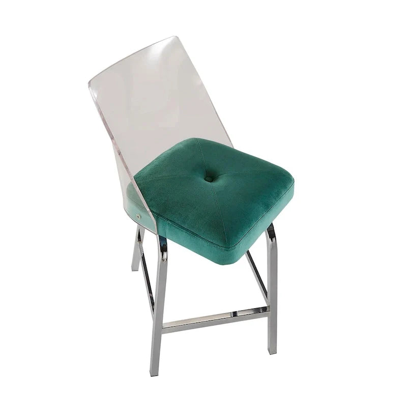 Swivel Counter Height Bar Stool Set with Acrylic Back and Upholstered Seat 11
