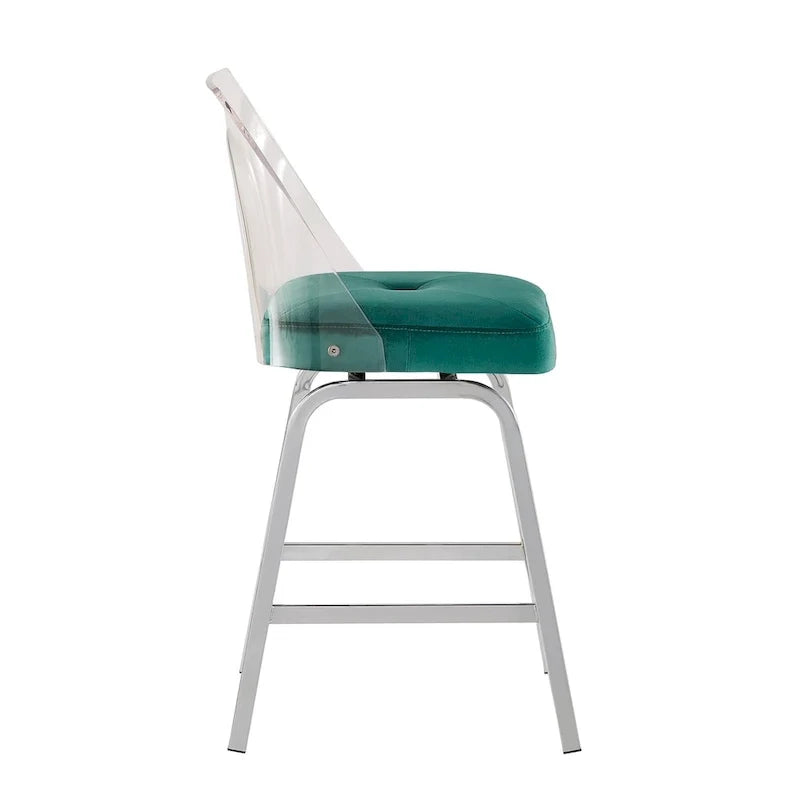Swivel Counter Height Bar Stool Set with Acrylic Back and Upholstered Seat 12