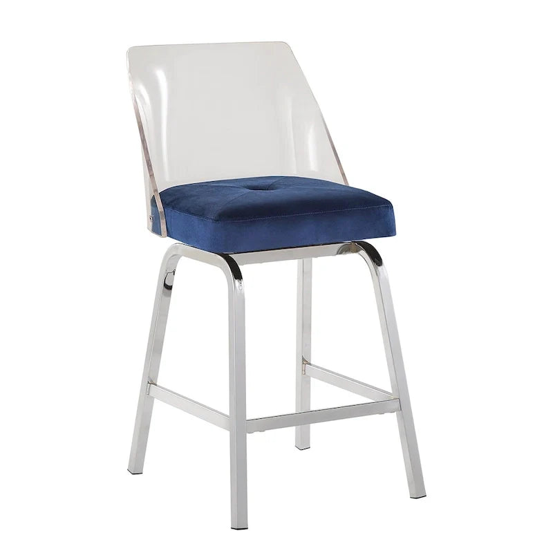 Swivel Counter Height Bar Stool Set with Acrylic Back and Upholstered Seat 14
