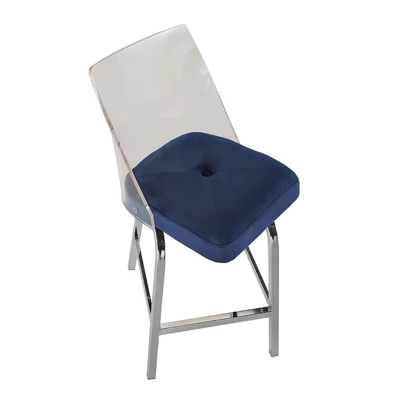 Swivel Counter Height Bar Stool Set with Acrylic Back and Upholstered Seat 15