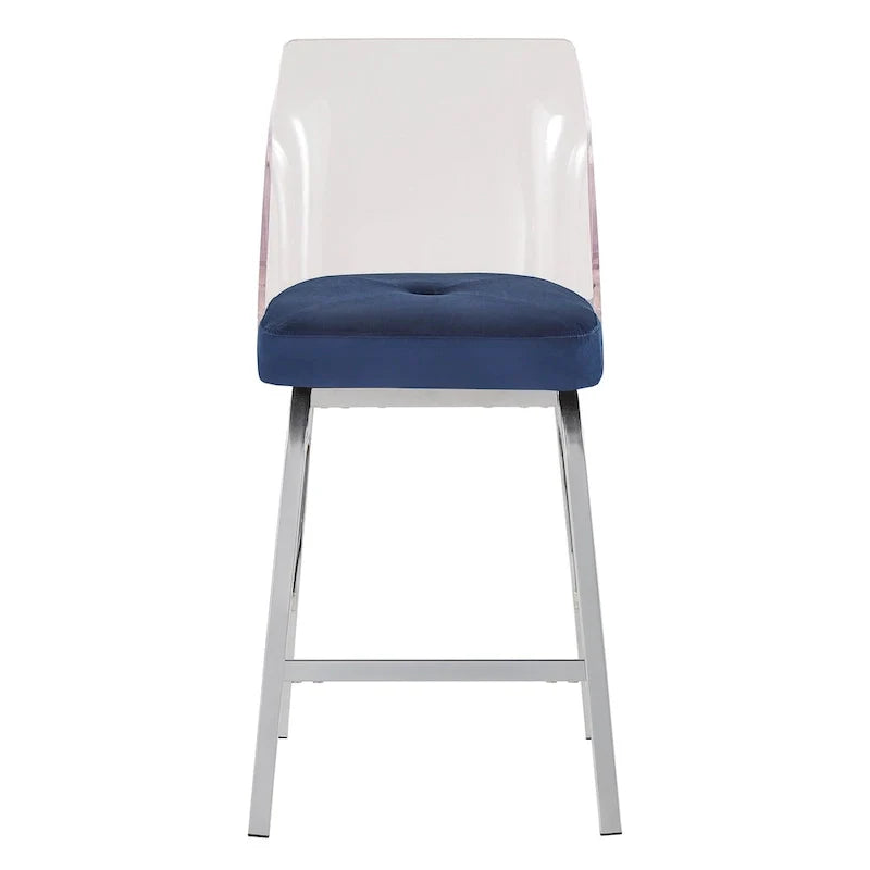 Swivel Counter Height Bar Stool Set with Acrylic Back and Upholstered Seat 16
