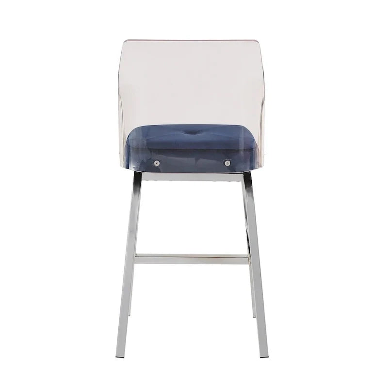 Swivel Counter Height Bar Stool Set with Acrylic Back and Upholstered Seat 18