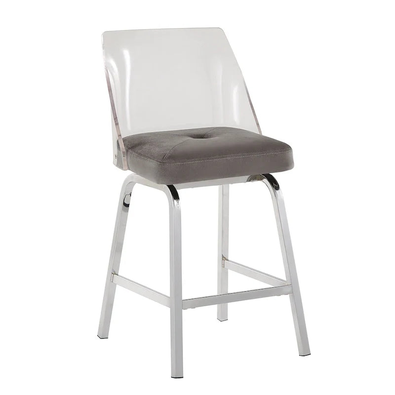 Swivel Counter Height Bar Stool Set with Acrylic Back and Upholstered Seat 21