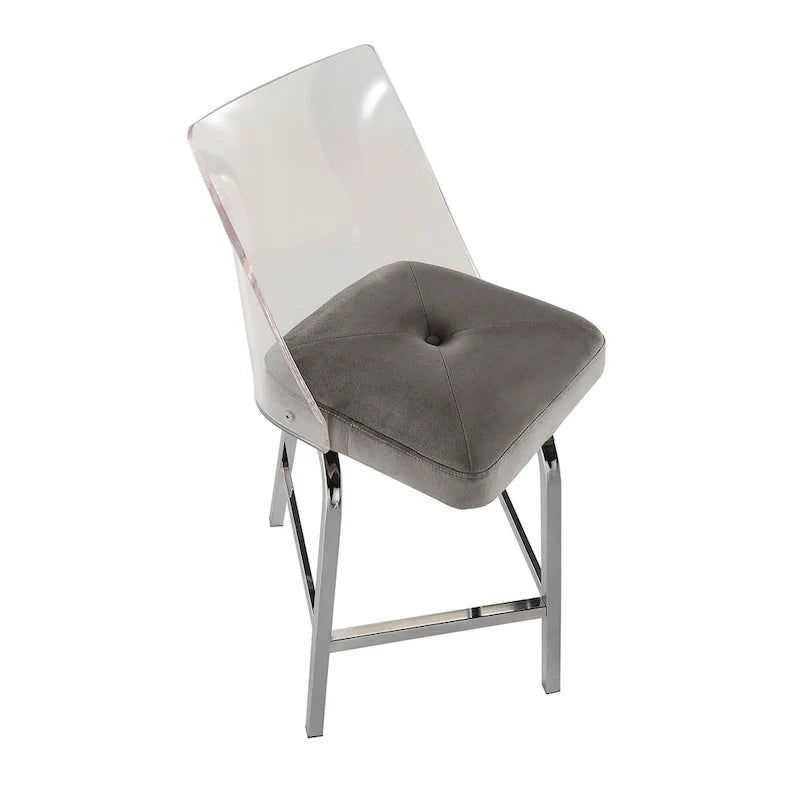 Swivel Counter Height Bar Stool Set with Acrylic Back and Upholstered Seat 22