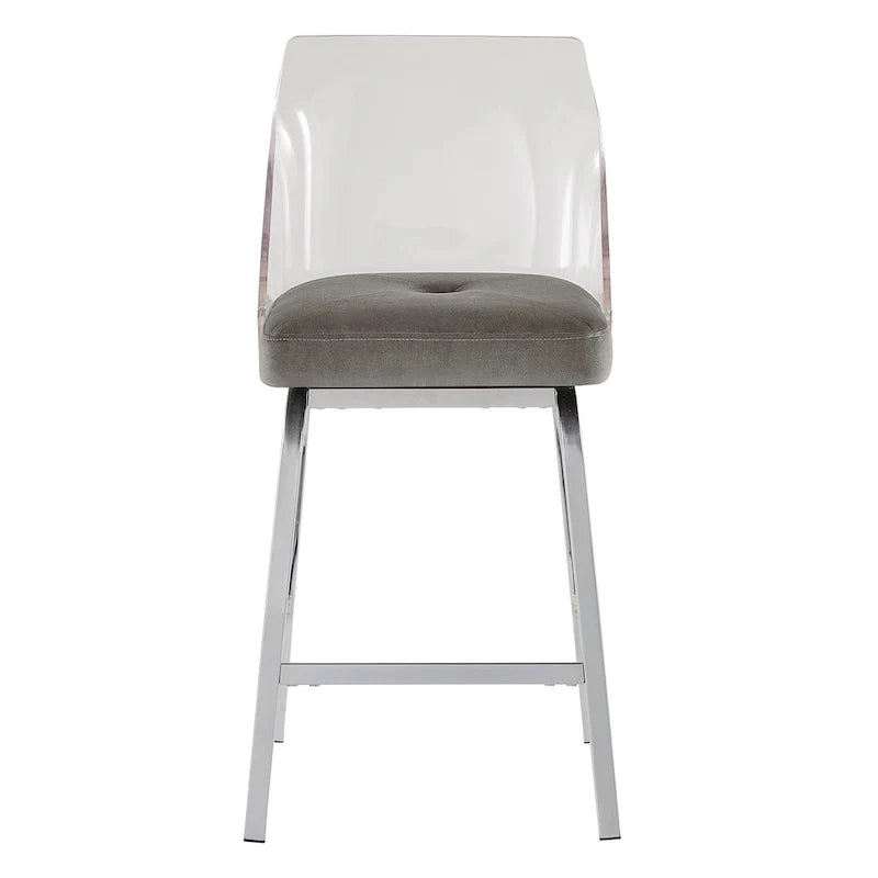 Swivel Counter Height Bar Stool Set with Acrylic Back and Upholstered Seat 23