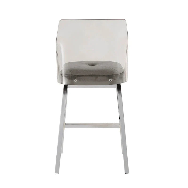 Swivel Counter Height Bar Stool Set with Acrylic Back and Upholstered Seat 25