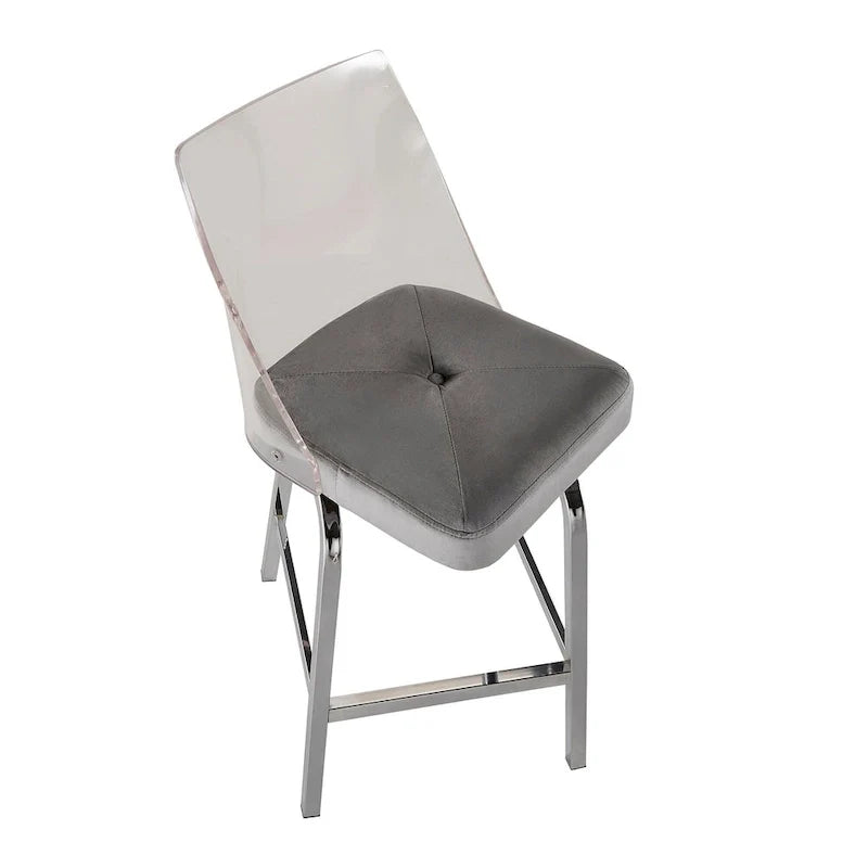 Swivel Counter Height Bar Stool Set with Acrylic Back and Upholstered Seat 29