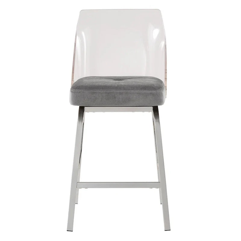 Swivel Counter Height Bar Stool Set with Acrylic Back and Upholstered Seat 30