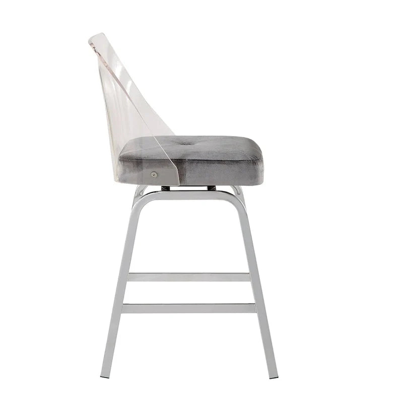 Swivel Counter Height Bar Stool Set with Acrylic Back and Upholstered Seat 31