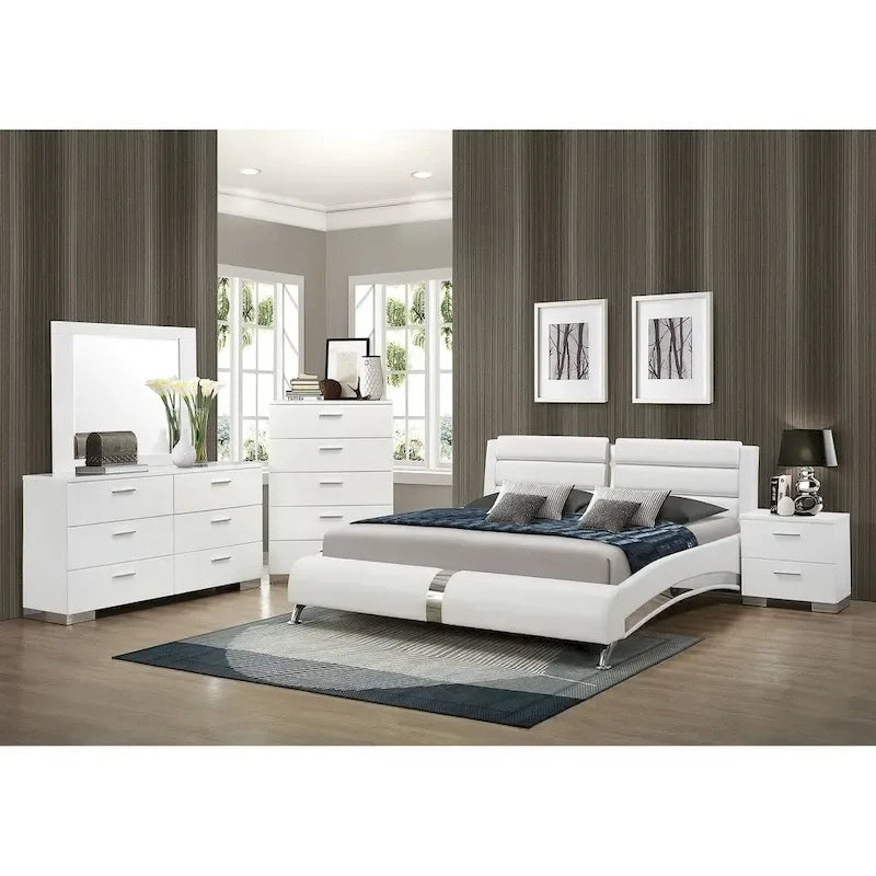 Escalon Modern Glossy White 4-Piece Bedroom Collection 1