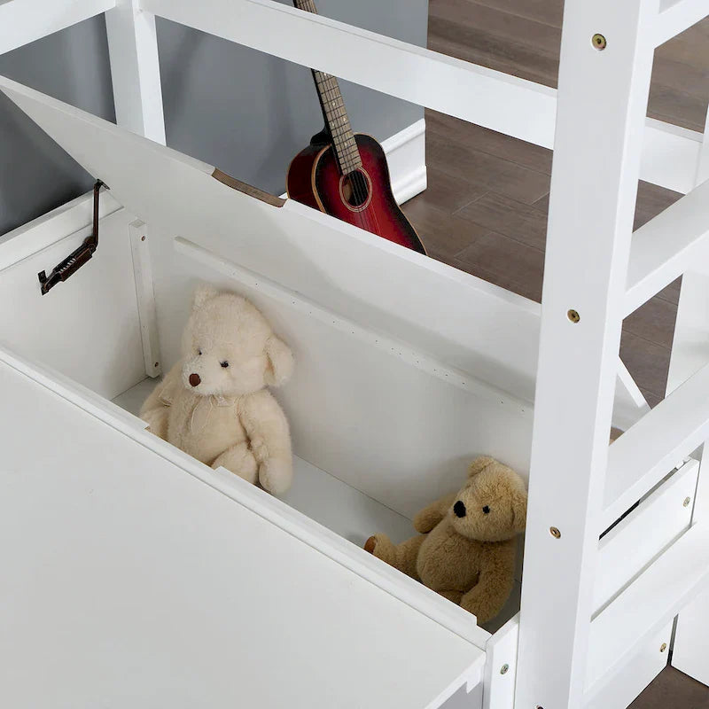 Furniture of America Wegh Twin Loft Bed with Workstation and Concealed Storage - Solid Wood 3