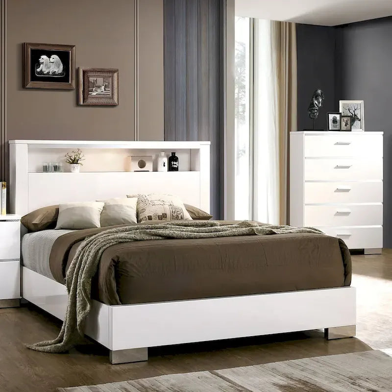 Champs Contemporary Solid Wood 2-Piece Storage Bed and Tall Dresser Set by Furniture of America 1