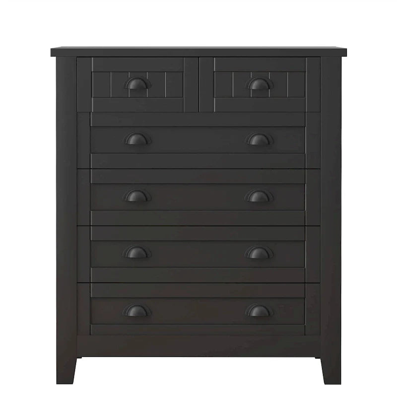 Retro-Inspired Drawer Dresser with Shell-Shaped Handles - Stylish Bedroom Storage Cabinet 9