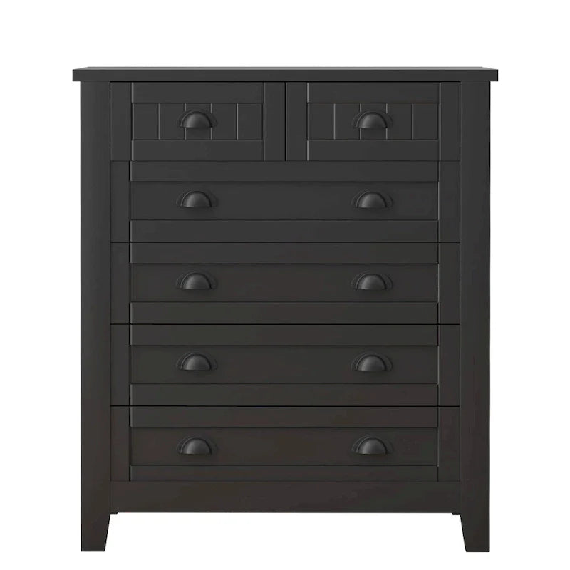 Retro-Inspired Drawer Dresser with Shell-Shaped Handles - Stylish Bedroom Storage Cabinet 2