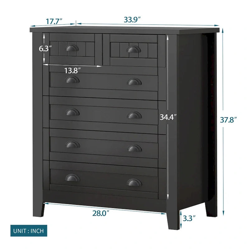Retro-Inspired Drawer Dresser with Shell-Shaped Handles - Stylish Bedroom Storage Cabinet 3