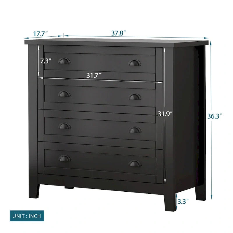 Retro-Inspired Drawer Dresser with Shell-Shaped Handles - Stylish Bedroom Storage Cabinet 7