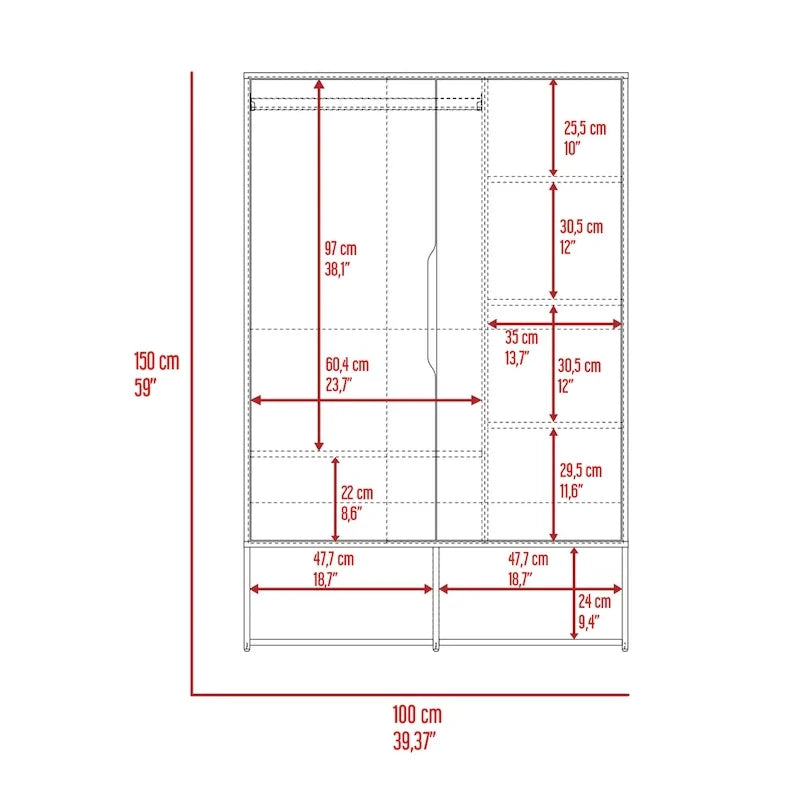 FM Furniture Rose Double Wardrobe with Hanging Rod 5
