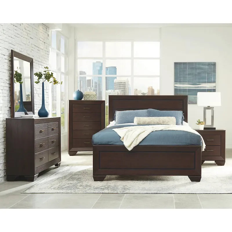 Oatfield 5-Piece Dark Cocoa Bedroom Set with Two Nightstands 1