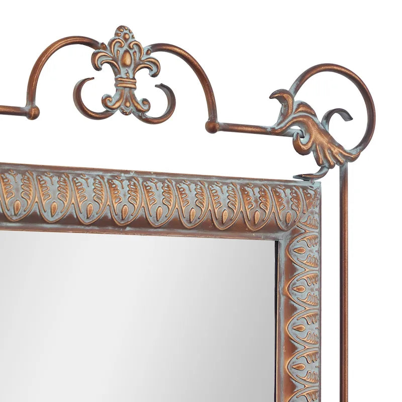 Set of 2 Bronze Metal Leaf Console Tables with Mirrors and Scrolled Legs - Roche River Decor - Dimensions: 1W x 23L x 32H 4