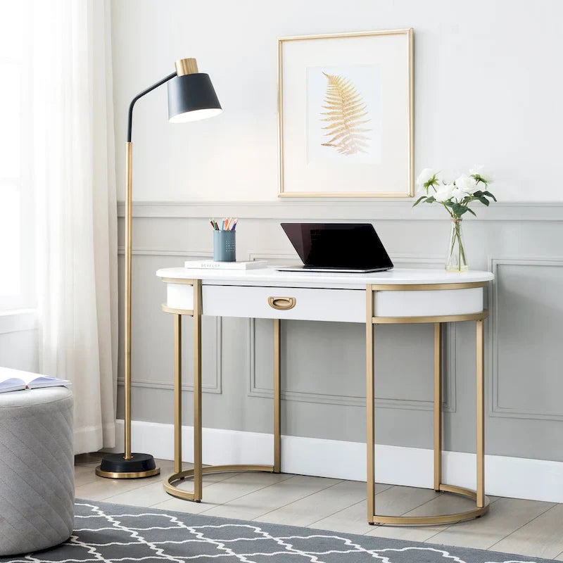 Leick Home Modern Oval Desk with Metal Legs 1