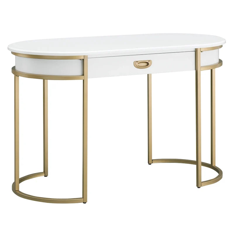 Leick Home Modern Oval Desk with Metal Legs 2