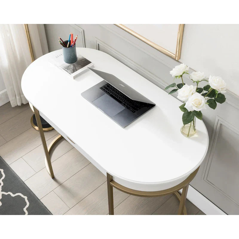 Leick Home Modern Oval Desk with Metal Legs 3