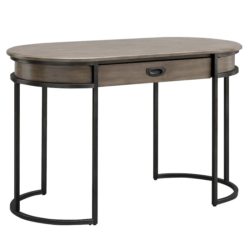Leick Home Modern Oval Desk with Metal Legs 5