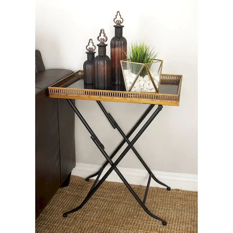 Roche River Decor Gold Metal Accent Table - 14"W x 21"L x 25"H 2