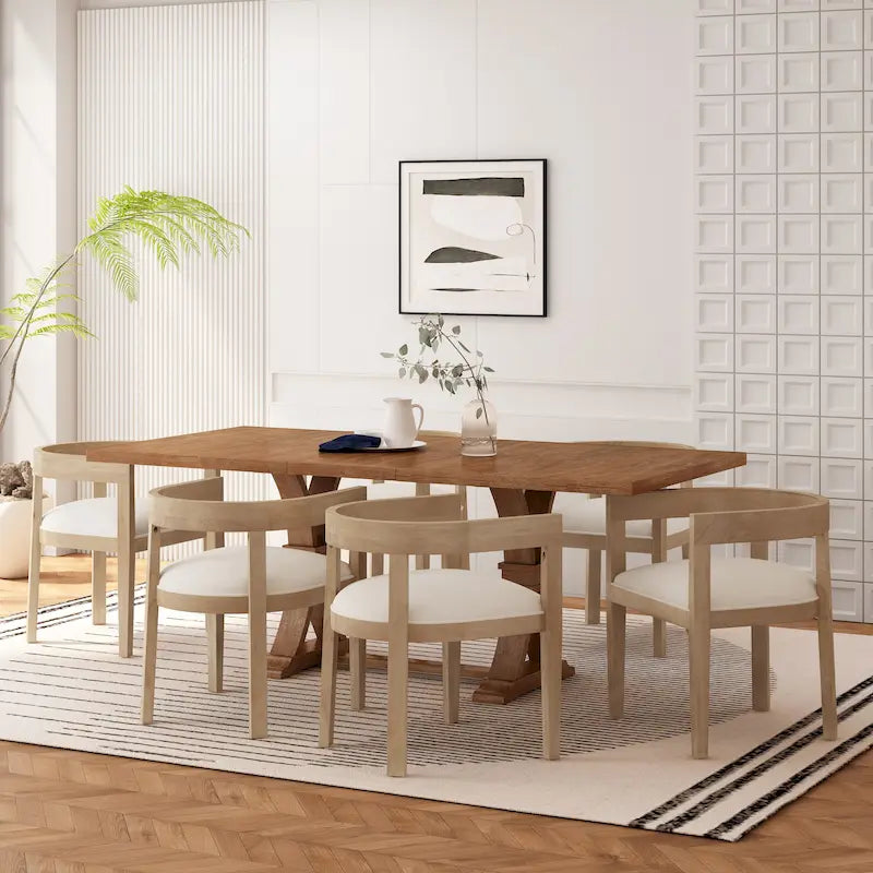 Christopher Knight Home 7-Piece Dining Set with Hudson Fabric and Wood 30